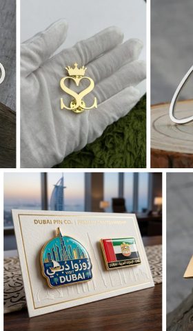 Custom lapel pins manufactured in-house by Yalla Sign in Hor Al Anz, Deira, Dubai